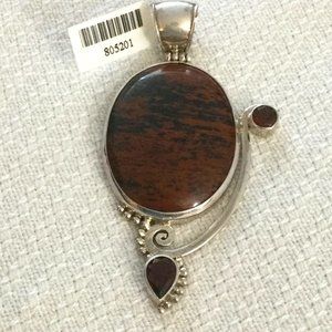 Mahogany Obsidian, Garnet Pendant Chakra 925 NEW